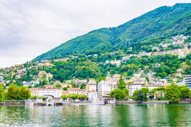 Locarno, İsviçre, 27 Temmuz 2017: Lakeside görünümü Locarno, Switzerlan
