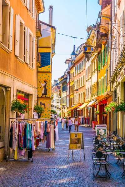 Vevey Schweiz Juli 2017 Blick Auf Eine Enge Strasse Der — Stockfoto