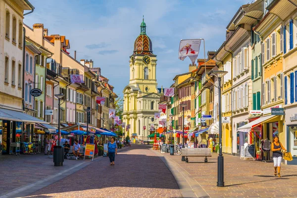 Morges Switzerland July 2017 View Central Street Swiss Town Morges — Stock Photo, Image