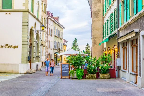 Nyon Switzerland July 2017 View Narrow Street Swiss Town Nyon — Stock Photo, Image