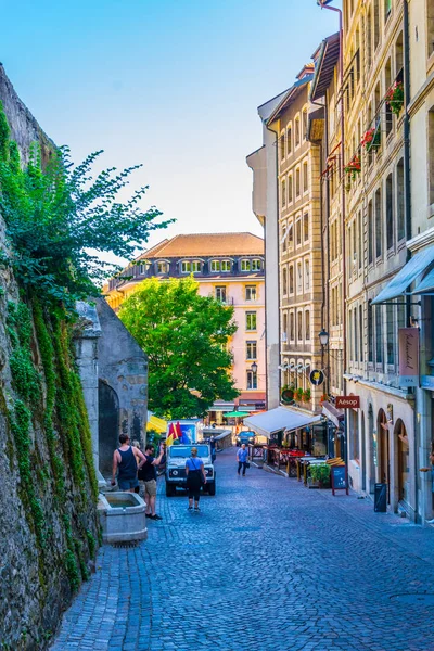 Cenevre Sviçre Temmuz 2017 Swiss Şehir Cenevre Switzerlan Dar Bir — Stok fotoğraf