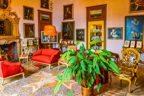 ISOLA MADRE, ITALY, JULY 27, 2017: Interior of the Borromeo Palace on Isola Madre, Ital