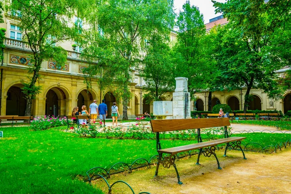 Lyon France July 2017 People Relaxing Bench Park Palace Saint — Stock Photo, Image