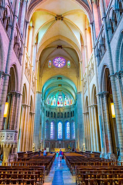 Lyon Francie Července 2017 Vnitřní Katedrála Saint Jean Baptist Lyonu — Stock fotografie