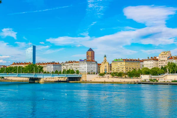 Lyon Francia Julio 2017 Riverside Rhone River Part Dieu Center —  Fotos de Stock