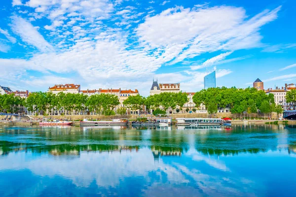 Lyon Francia Julio 2017 Riverside Rhone River Part Dieu Center —  Fotos de Stock