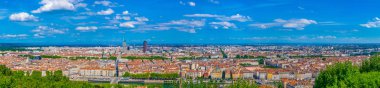 Aerial view of Lyon dominated by Part Dieu commercial center, Franc clipart