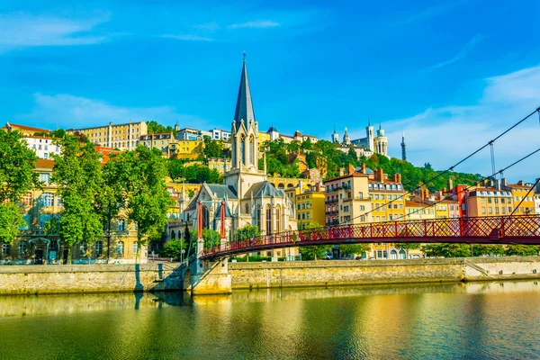 Igreja São Jorge Lado Rio Saone Lyon Franc — Fotografia de Stock