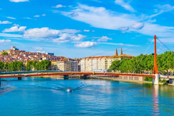 Ribera Del Río Saone Lyon Durante Soleado Día Verano Franc —  Fotos de Stock