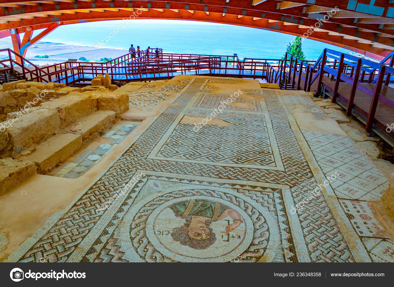Ruins Ancient House Beautiful Floor Mosaics Ancient Kourion Cypru