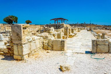 Antik kourion Cypru sitesinde yer alan bir erken Hıristiyan Bazilikası kalıntıları