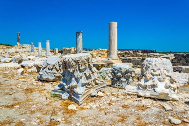 Ruins of an early christian basilica situated at ancient kourion site on Cypru clipart