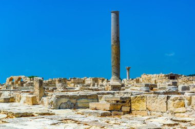 Antik kourion Cypru sitesinde yer alan bir erken Hıristiyan Bazilikası kalıntıları