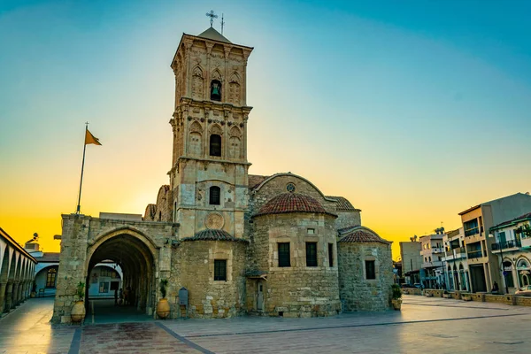 Zonsondergang Van Kerk Van Sint Lazarus Larnaca Cypru — Stockfoto