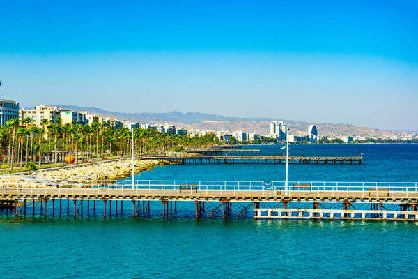 A pier leading to the mediterranean sea in Limassol, Cypru