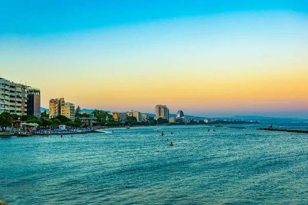 Sonnenuntergang Ansicht Der Stadtlandschaft Von Limassol Auf Cypru — Stockfoto