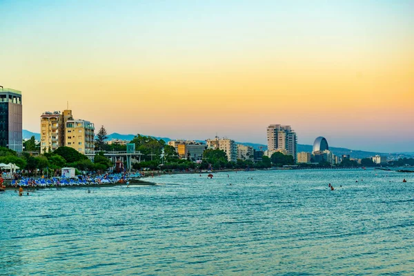 Vista Del Atardecer Del Paisaje Urbano Limassol Jalá — Foto de Stock