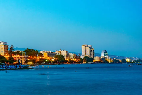 Západ Slunce Pohled Panoráma Města Limassol Cypru — Stock fotografie