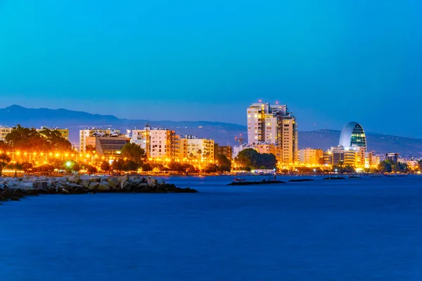 Zonsondergang Van Stadsgezicht Van Limassol Cypru — Stockfoto