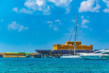 Pafos kale bir bağlantı noktası, Cypru görüntülendi