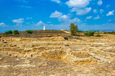 Paphos Archaeological Park Cypru tarihinde evinde Orpheus kalıntıları