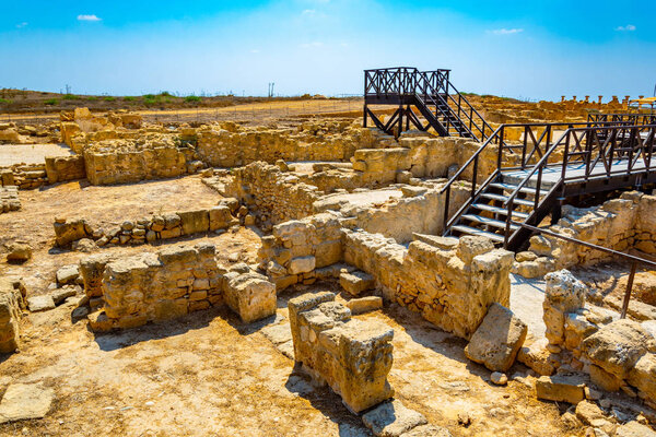 Ruins of Theseus house at Paphos Archaeological Park on Cypru