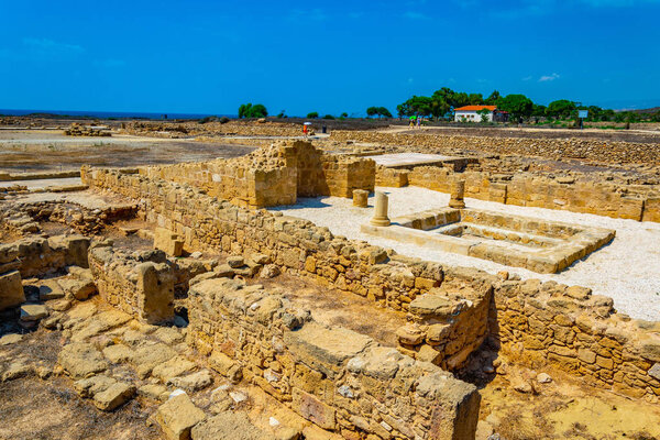 Ruins of Theseus house at Paphos Archaeological Park on Cypru