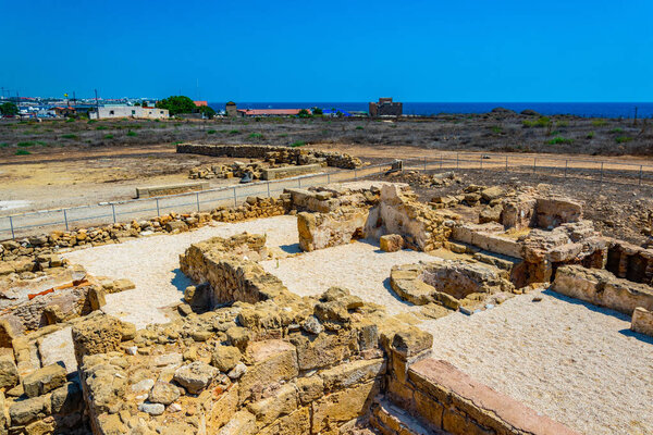 Ruins of Theseus house at Paphos Archaeological Park on Cypru