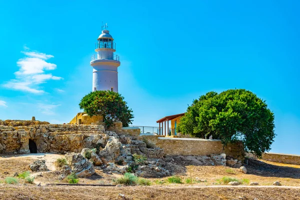 Vit Fyr Ligger Paphos Arkeologiska Park Cypern — Stockfoto