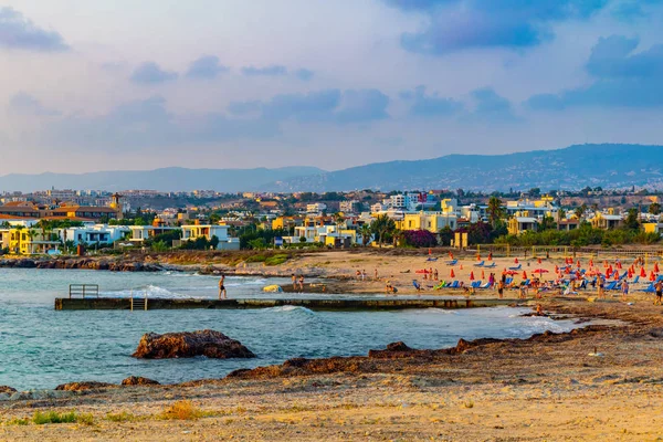 Закат Пляже Пафосе Кипр — стоковое фото