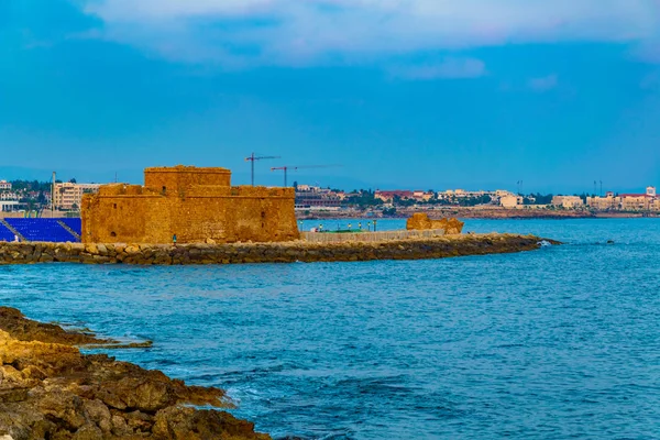 Vista Pôr Sol Castelo Paphos Cypru — Fotografia de Stock