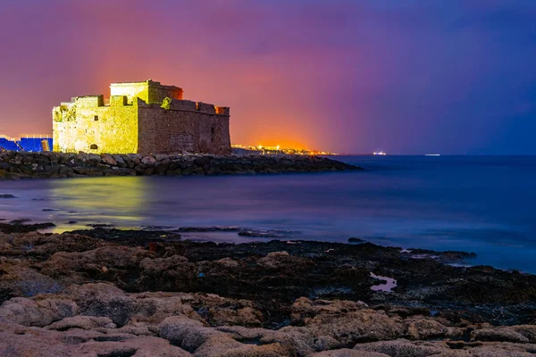 Solnedgång Utsikt Över Paphos Slott Cypern — Stockfoto