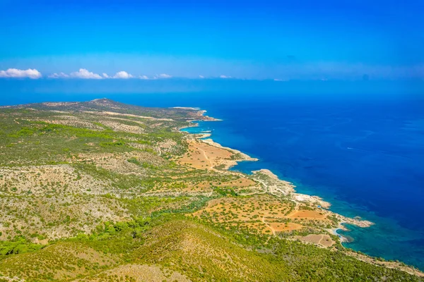 Luchtfoto Van Blue Lagoon Andere Baaien Schiereiland Akamas Cypru — Stockfoto