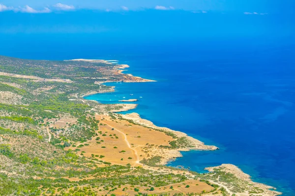 Vista Aérea Laguna Azul Otras Bahías Península Akamas Jalá — Foto de Stock