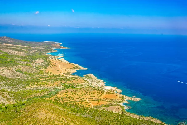 Cypru Üzerinde Mavi Lagün Diğer Koylar Akamas Yarımadası Havadan Görünümü — Stok fotoğraf