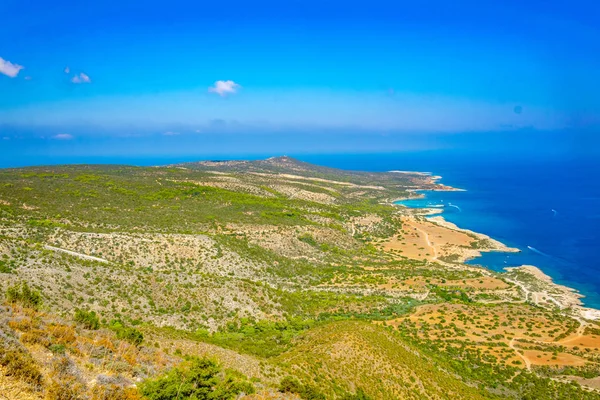 Letecký Pohled Blue Lagoon Jiných Šachet Poloostrově Akamas Cypru — Stock fotografie