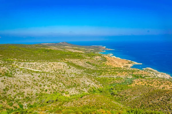 Αεροφωτογραφία Του Blue Lagoon Και Άλλους Κόλπους Στην Χερσόνησο Του — Φωτογραφία Αρχείου