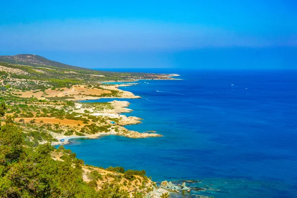 Flygfoto Över Blue Lagoon Och Andra Vikar Akamashalvön Cypern — Stockfoto