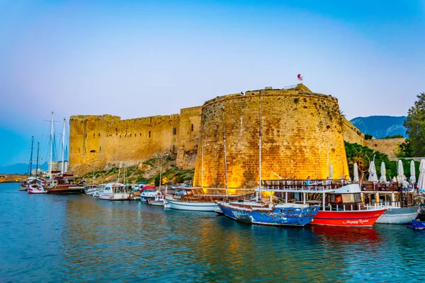 Vista Sul Tramonto Del Castello Kyrenia — Foto Stock