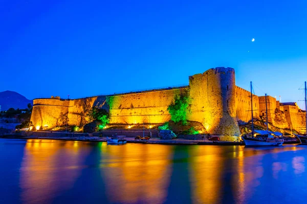 Solnedgången Över Kyrenia Slott Cypern — Stockfoto