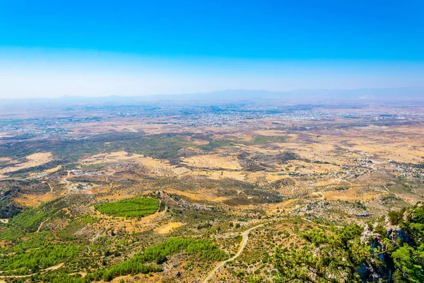 Вид Воздуха Никосию Лефкосу Замка Буффавенто Кипре — стоковое фото