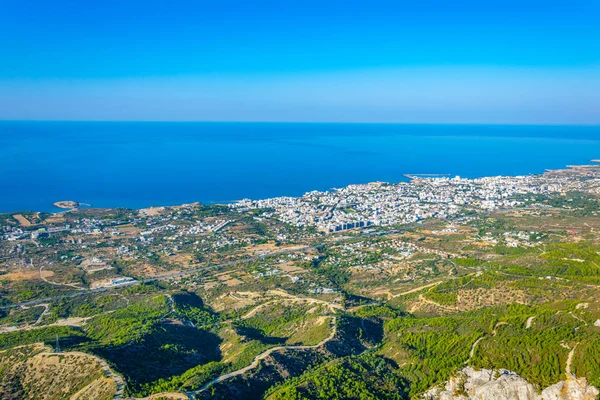 Kyrenia Girne Viewed Hilarion Castle Cypru — стоковое фото