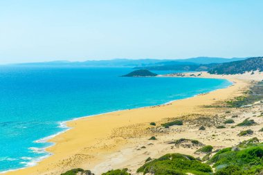 Karpaz Yarımadası'Cypru sonunda yer alan ünlü Altın beach