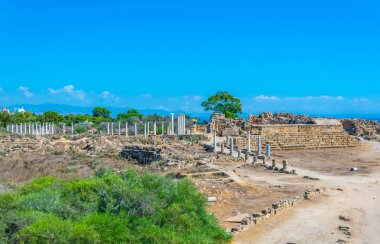 Gazimağusa-Cypru yakınındaki Antik Salamis sit alanı, spor salonu kalıntıları