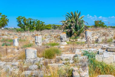 Famagusta, Cypru yakın Antik Salamis arkeolojik bölgesi kalıntıları