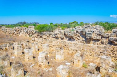 Famagusta, Cypru yakın Antik Salamis arkeolojik bölgesi kalıntıları