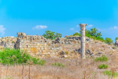 Famagusta, Cypru yakın Antik Salamis arkeolojik bölgesi kalıntıları