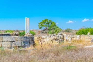 Gazimağusa-Cypru yakınındaki Antik Salamis arkeolojik sitesinde Kampanopetra Bazilikası kalıntıları