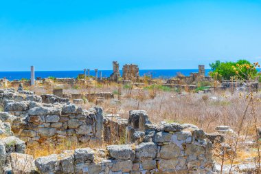 Gazimağusa-Cypru yakınındaki Antik Salamis arkeolojik sitesinde Kampanopetra Bazilikası kalıntıları