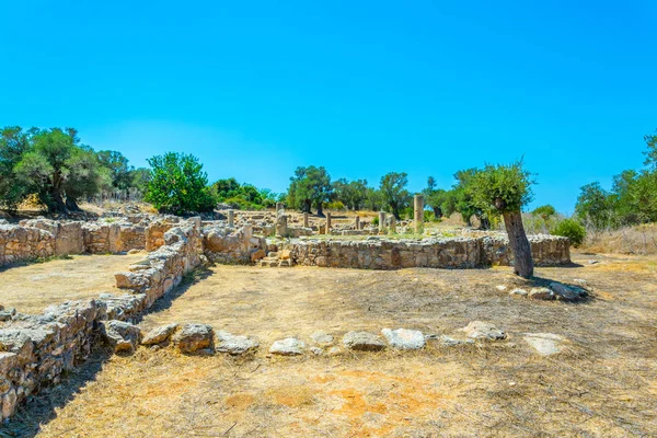 Ruiny Bazyliki Agia Triada Półwyspie Karpaz Cypru — Zdjęcie stockowe